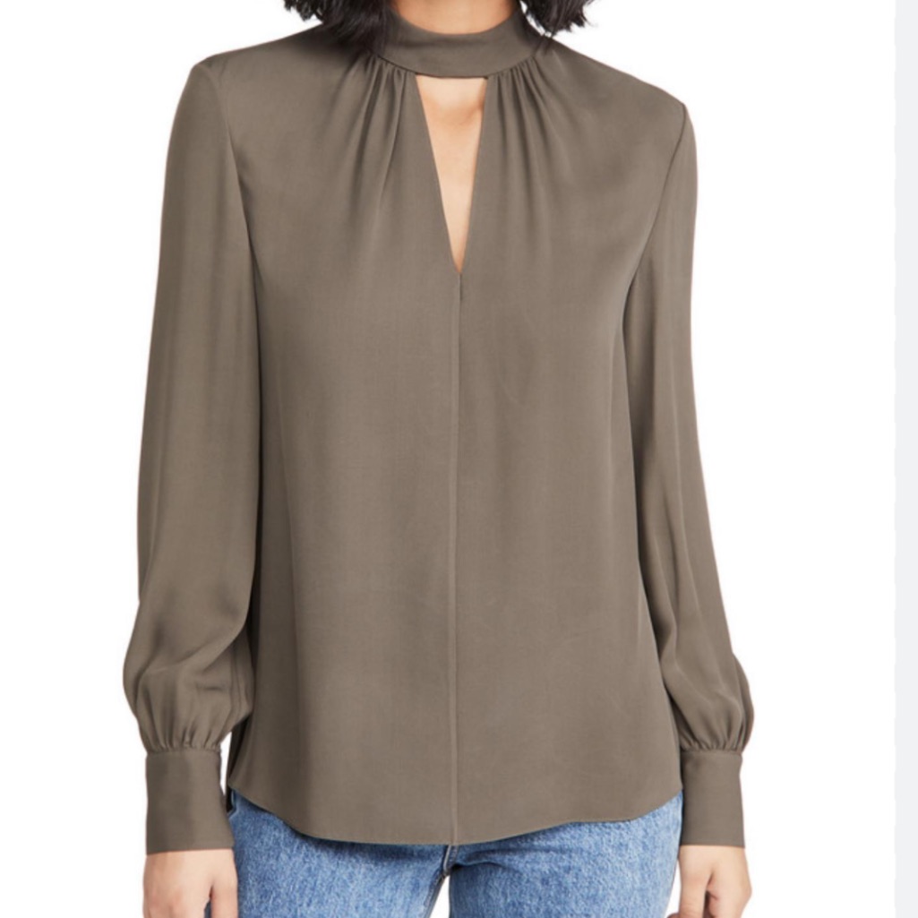 Theory Olive Women's Blouse Silk Small